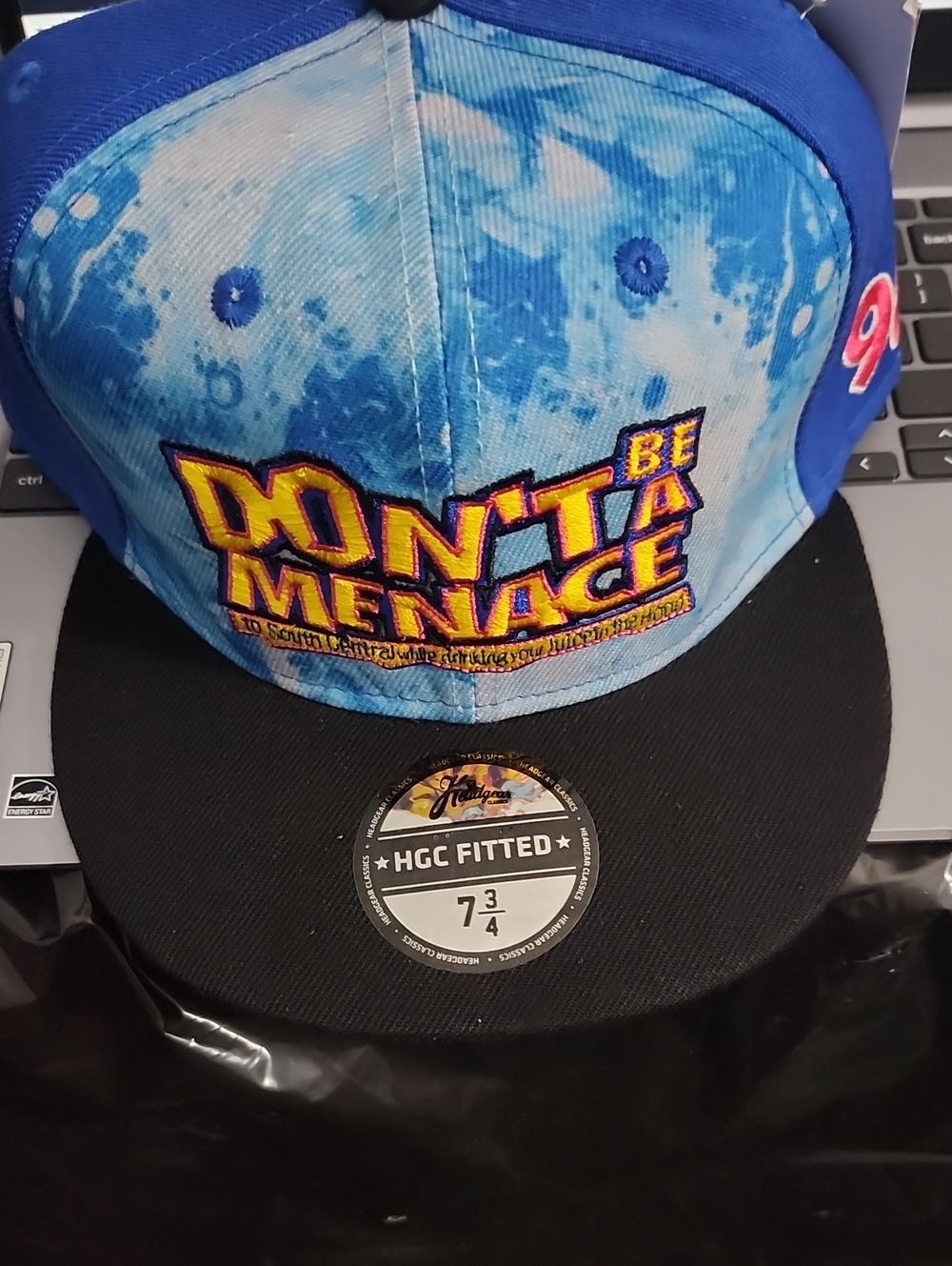 HGC Fitted "Don't Be A Menace" Blue Tie-Dye Snapback Hat
